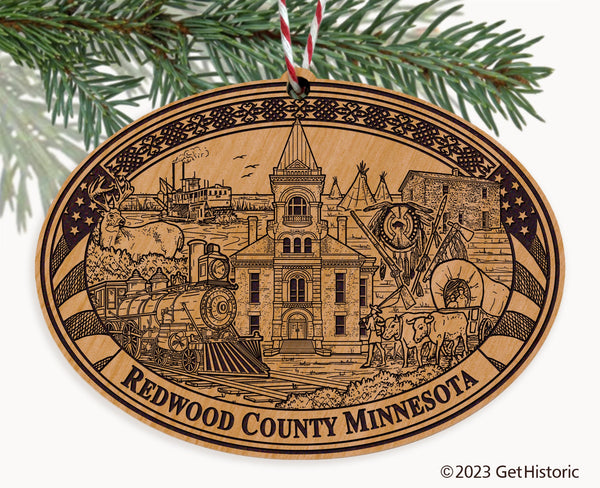 Redwood County Minnesota Engraved Natural Ornament
