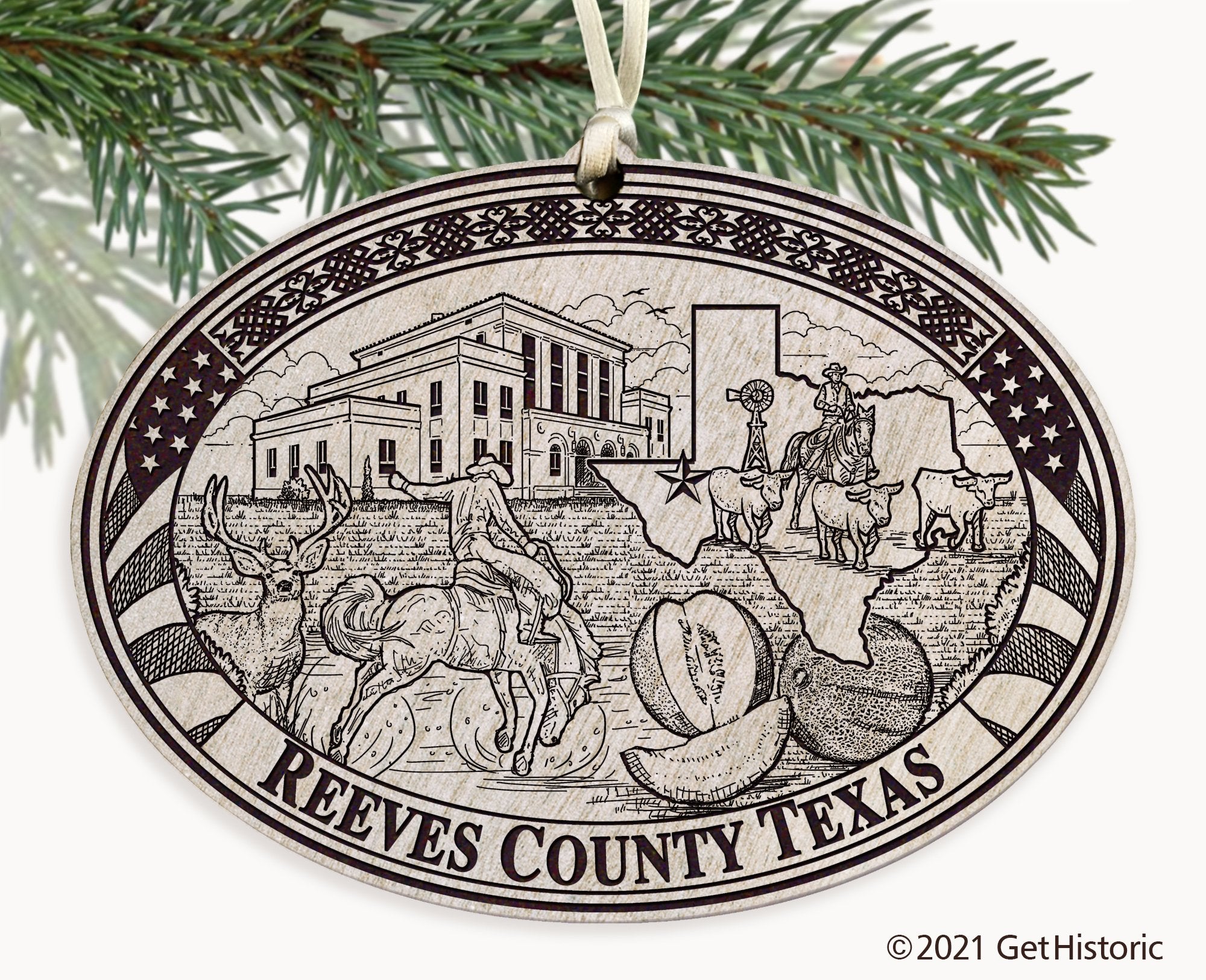 Reeves County Texas Engraved Ornament