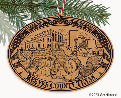 Reeves County Texas Engraved Natural Ornament