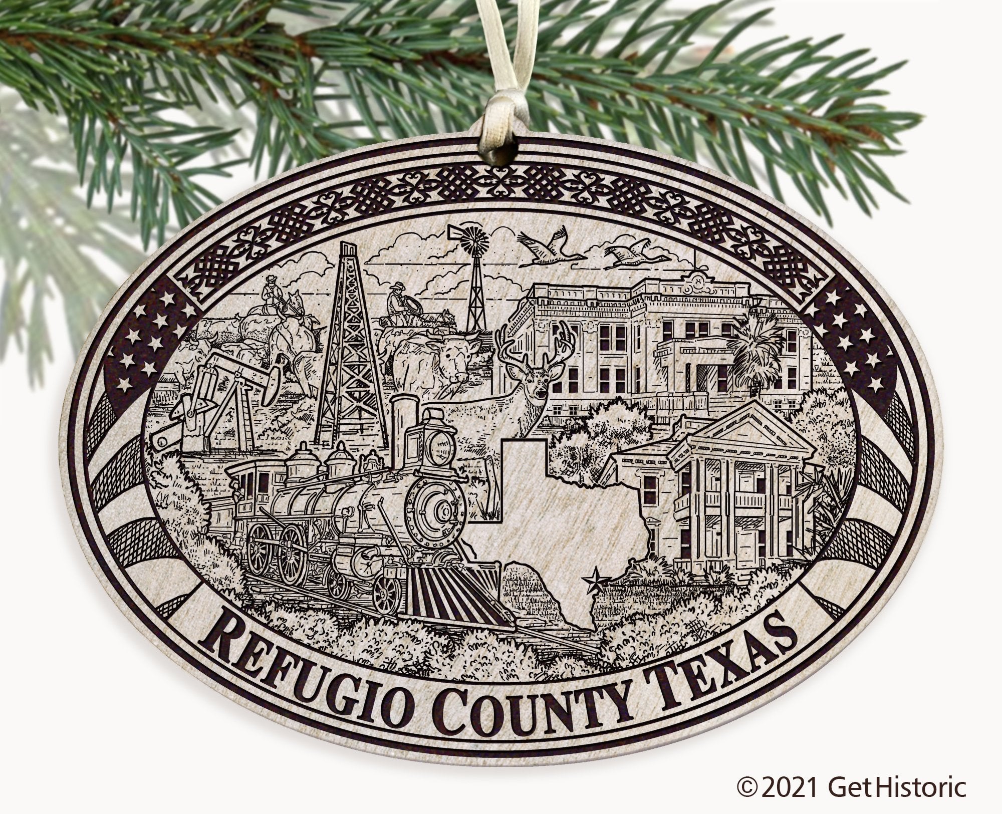 Refugio County Texas Engraved Ornament