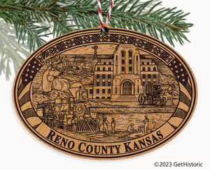 Reno County Kansas Engraved Natural Ornament
