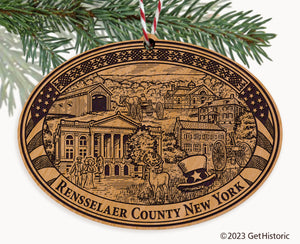 Rensselaer County New York Engraved Natural Ornament