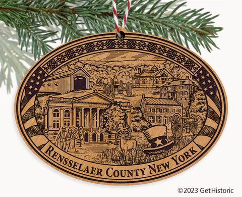 Rensselaer County New York Engraved Natural Ornament