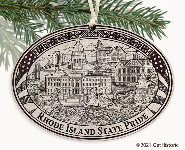Rhode Island State Engraved Ornament