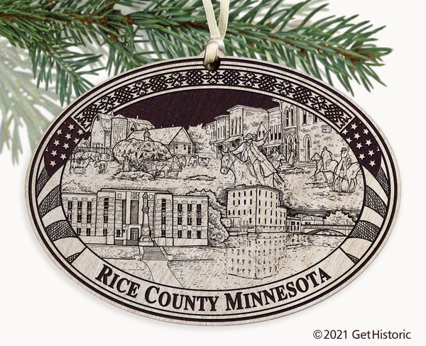 Rice County Minnesota Engraved Ornament