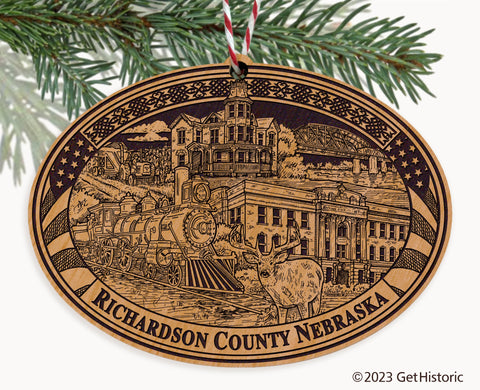Richardson County Nebraska Engraved Natural Ornament