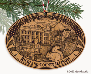 Richland County Illinois Engraved Natural Ornament