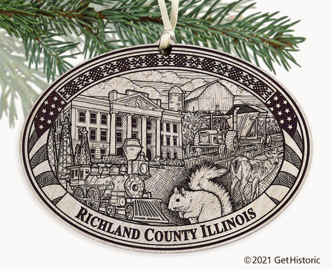 Richland County Illinois Engraved Ornament