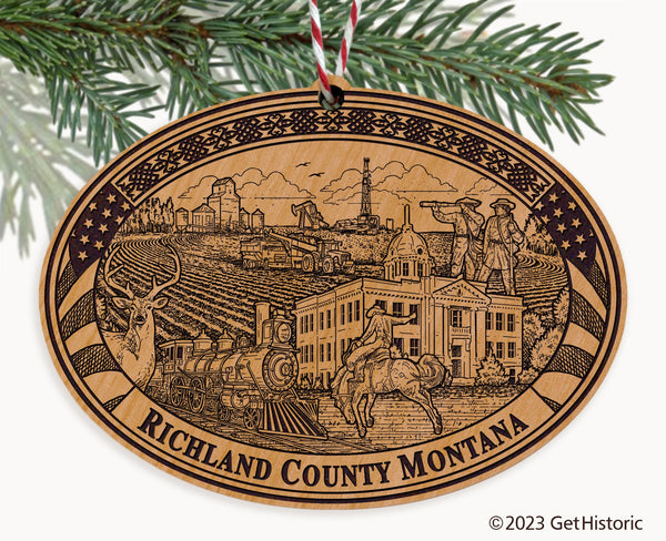Richland County Montana Engraved Natural Ornament