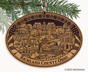 Richland County Ohio Engraved Natural Ornament