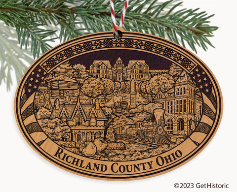 Richland County Ohio Engraved Natural Ornament