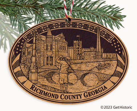 Richmond County Georgia Engraved Natural Ornament