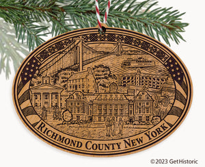 Richmond County New York Engraved Natural Ornament