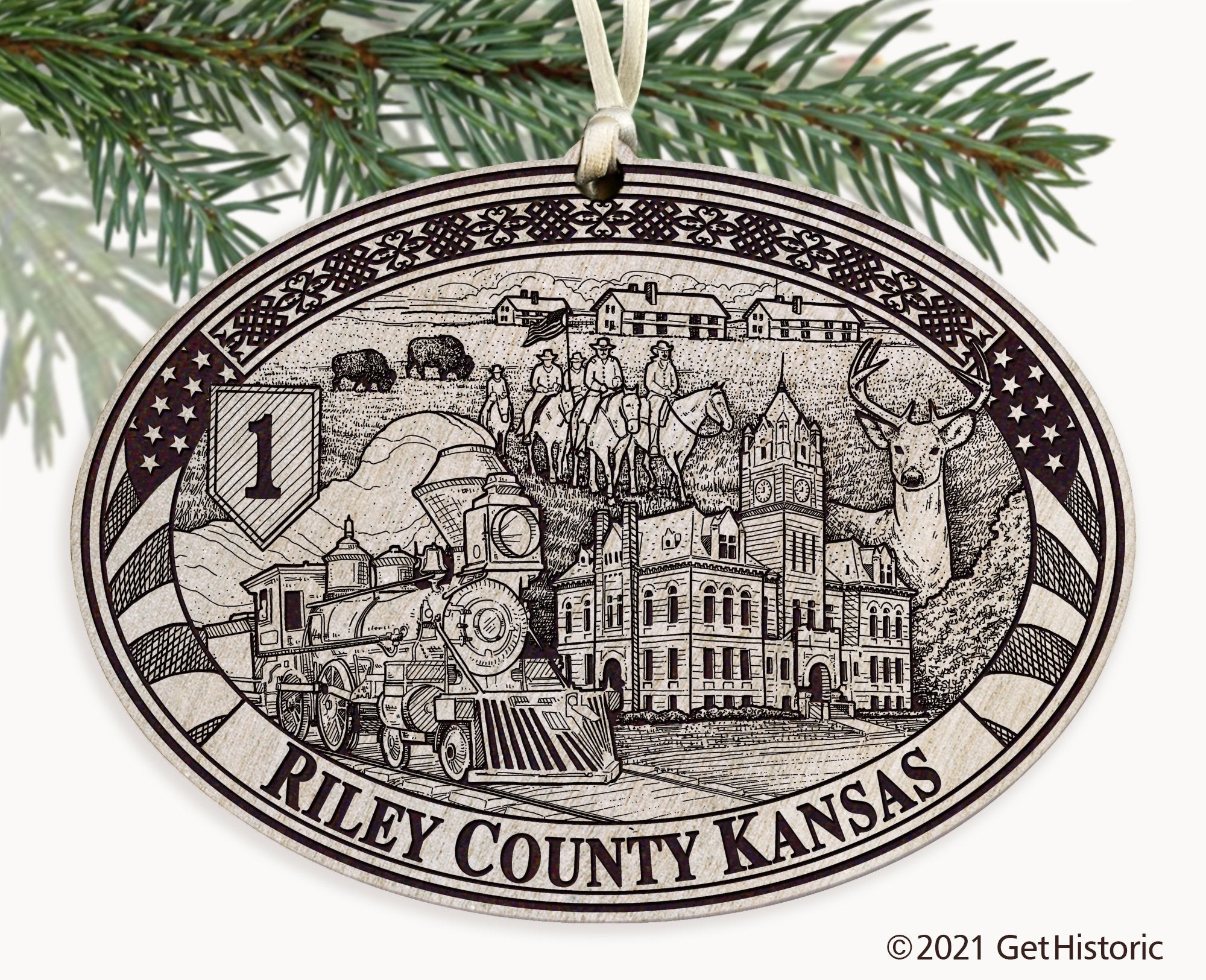Riley County Kansas Engraved Ornament