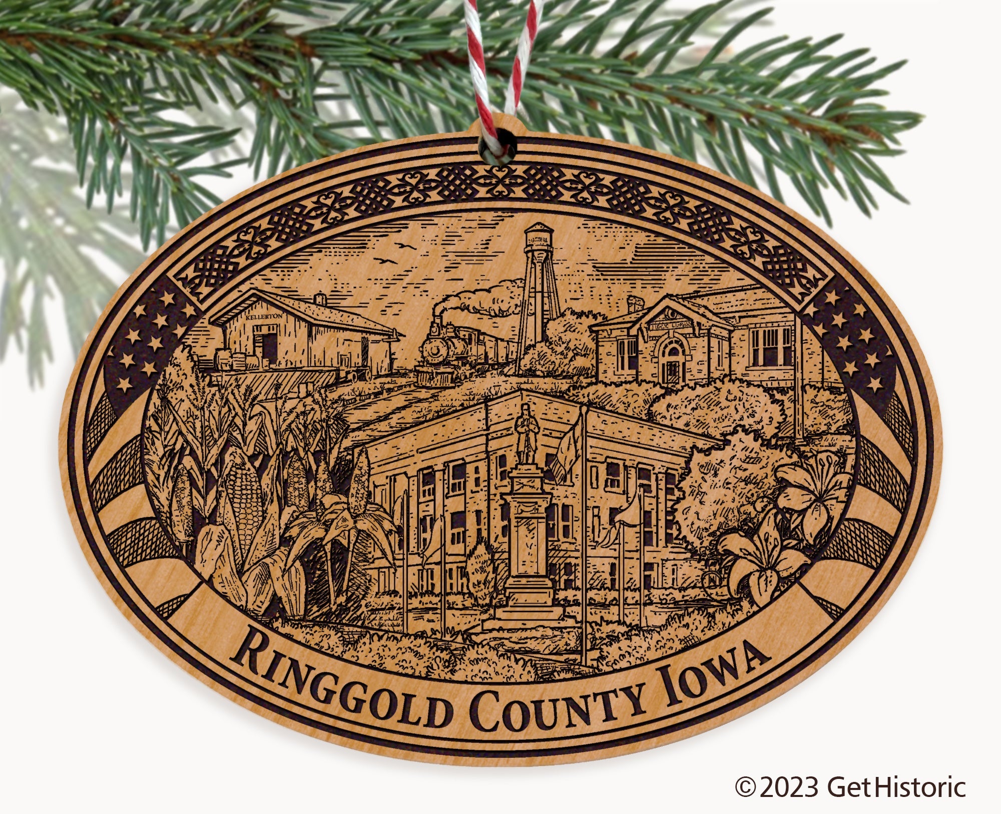 Ringgold County Iowa Engraved Natural Ornament