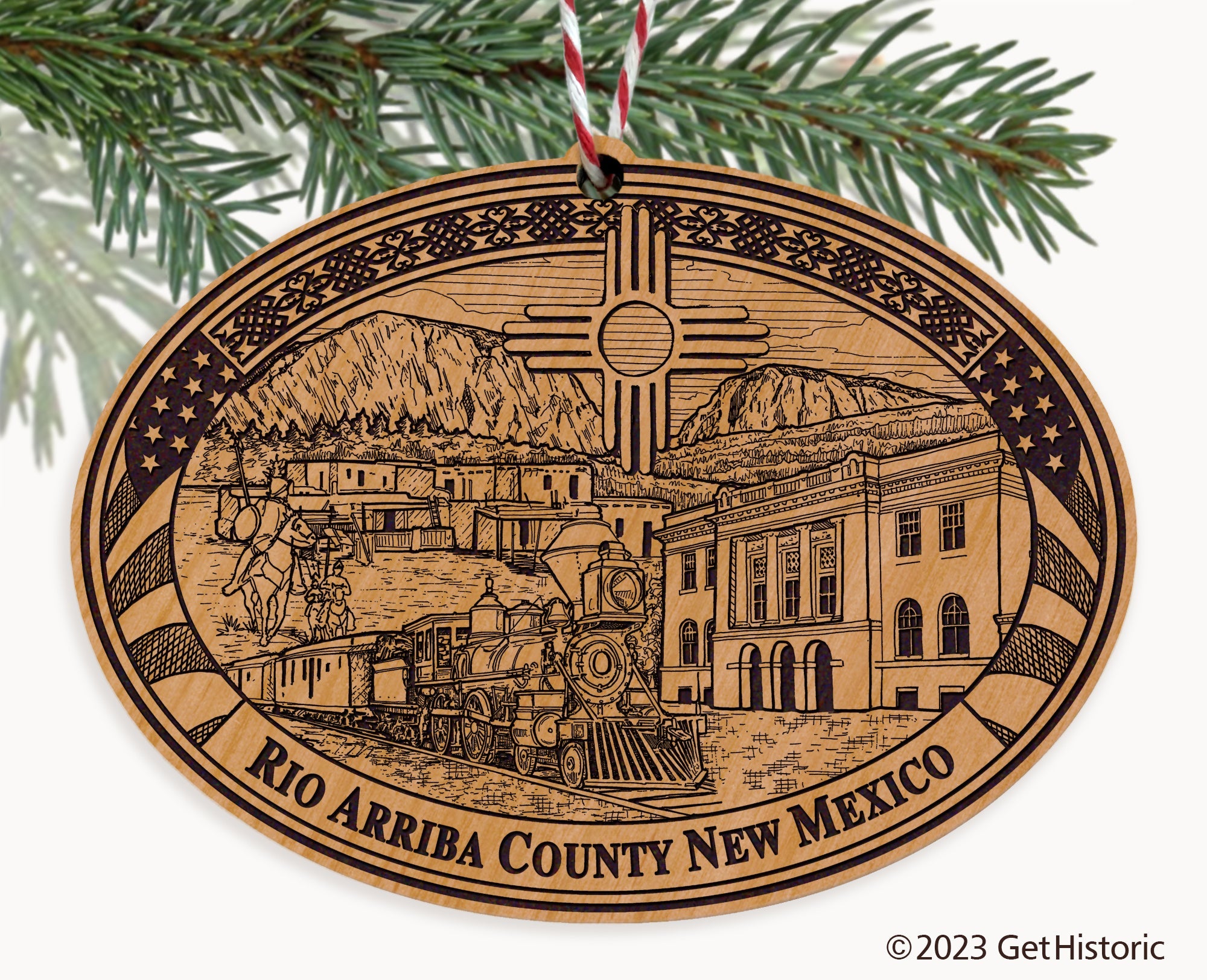 Rio Arriba County New Mexico Engraved Natural Ornament