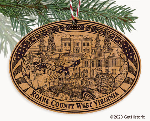 Roane County West Virginia Engraved Natural Ornament