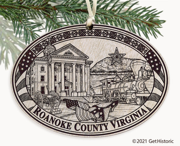 Roanoke County Virginia Engraved Ornament