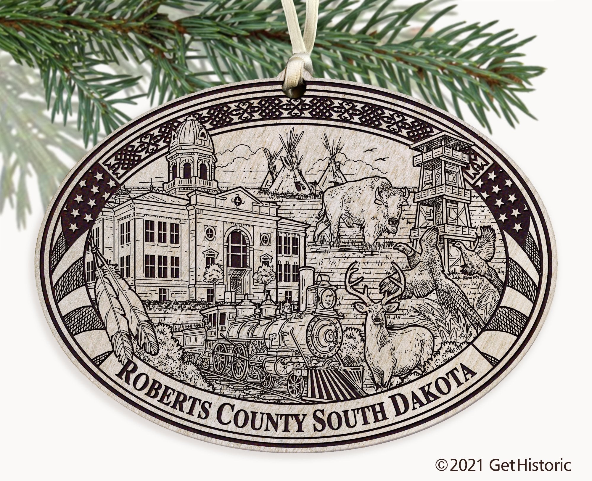 Roberts County South Dakota Engraved Ornament