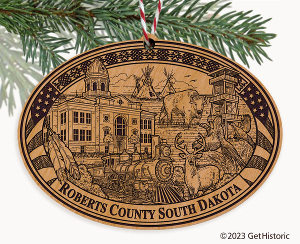 Roberts County South Dakota Engraved Natural Ornament