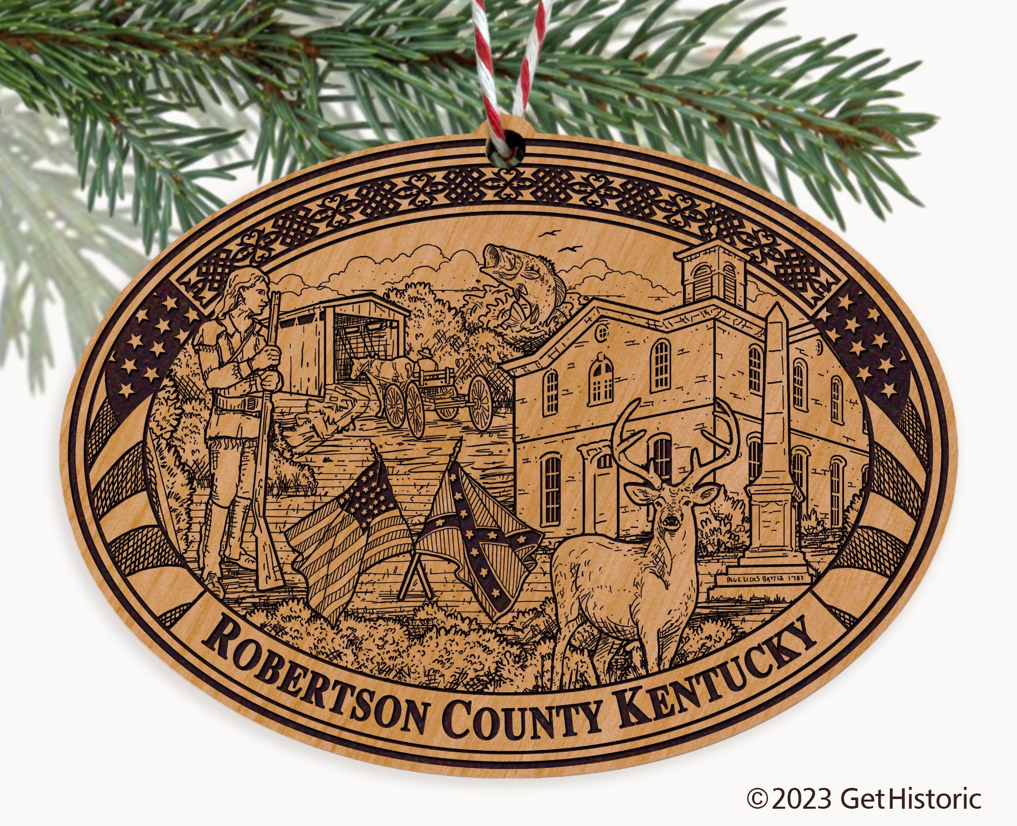 Robertson County Kentucky Engraved Natural Ornament