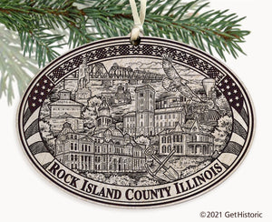 Rock Island County Illinois Engraved Ornament
