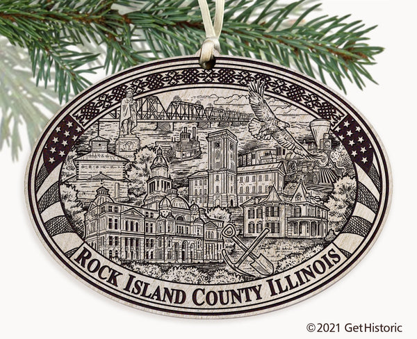 Rock Island County Illinois Engraved Ornament