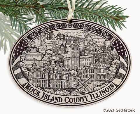 Rock Island County Illinois Engraved Ornament