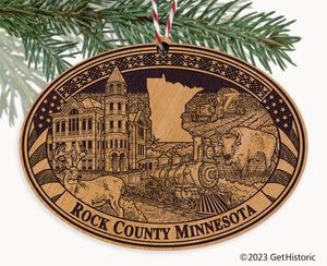 Rock County Minnesota Engraved Natural Ornament