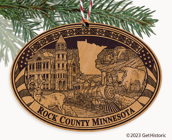 Rock County Minnesota Engraved Natural Ornament