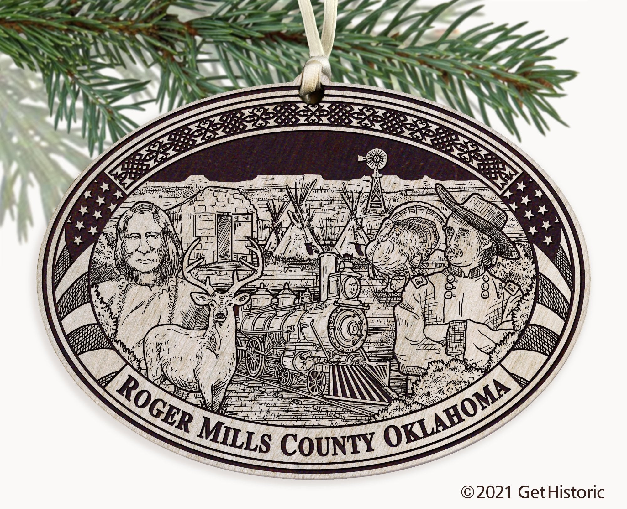 Roger Mills County Oklahoma Engraved Ornament
