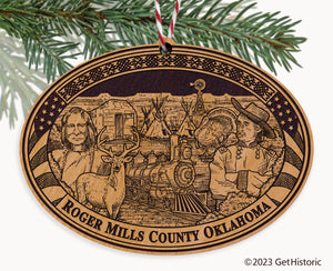 Roger Mills County Oklahoma Engraved Natural Ornament