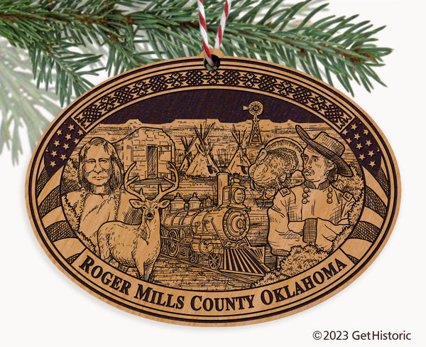 Roger Mills County Oklahoma Engraved Natural Ornament