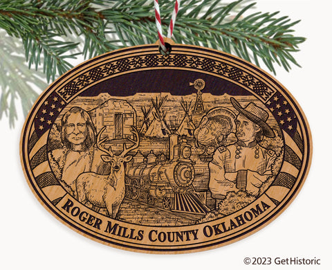 Roger Mills County Oklahoma Engraved Natural Ornament