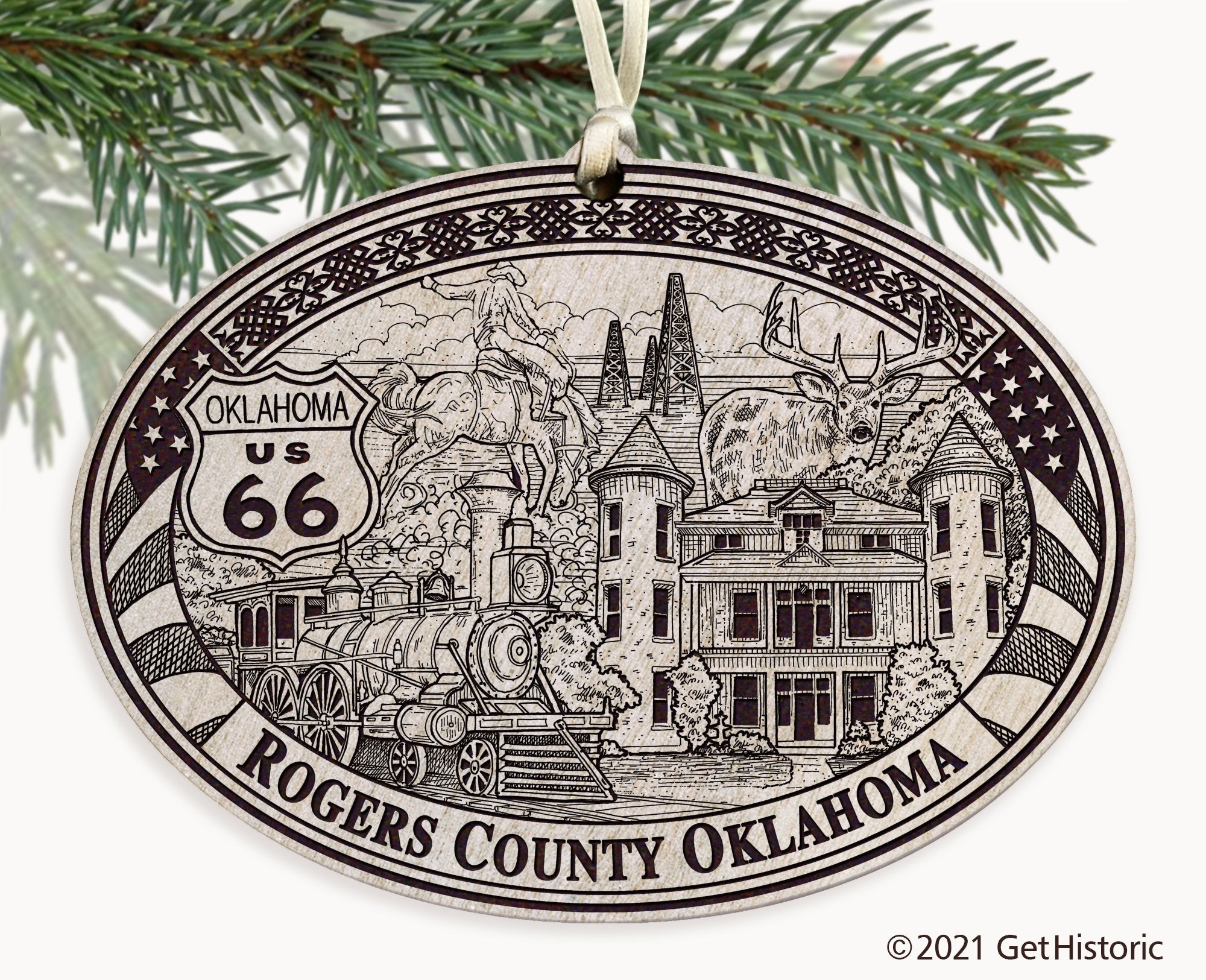 Rogers County Oklahoma Engraved Ornament