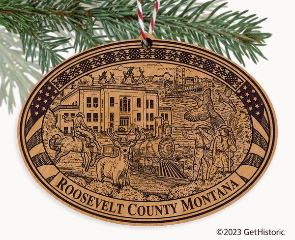 Roosevelt County Montana Engraved Natural Ornament