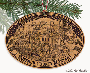 Rosebud County Montana Engraved Natural Ornament