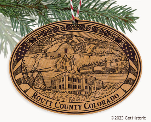 Routt County Colorado Engraved Natural Ornament