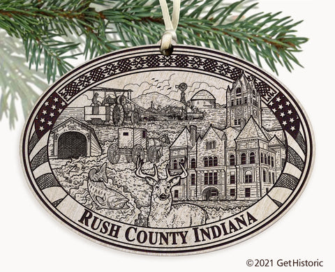 Rush County Indiana Engraved Ornament