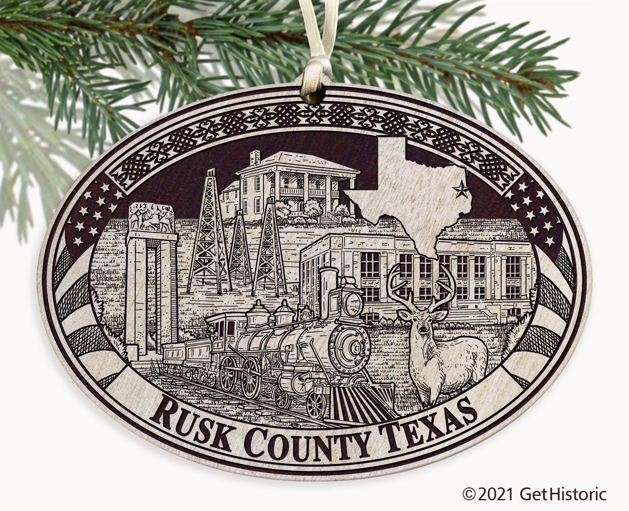 Rusk County Texas Engraved Ornament