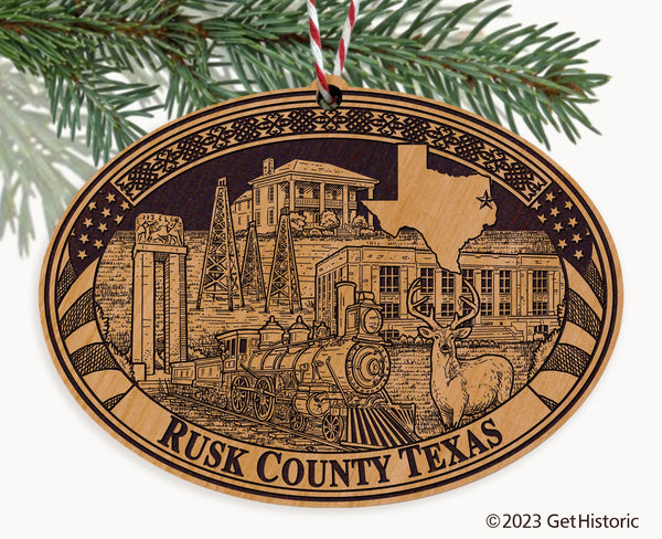Rusk County Texas Engraved Natural Ornament