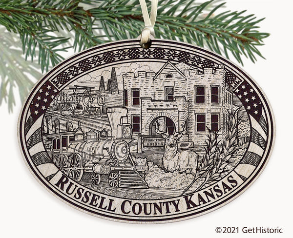 Russell County Kansas Engraved Ornament