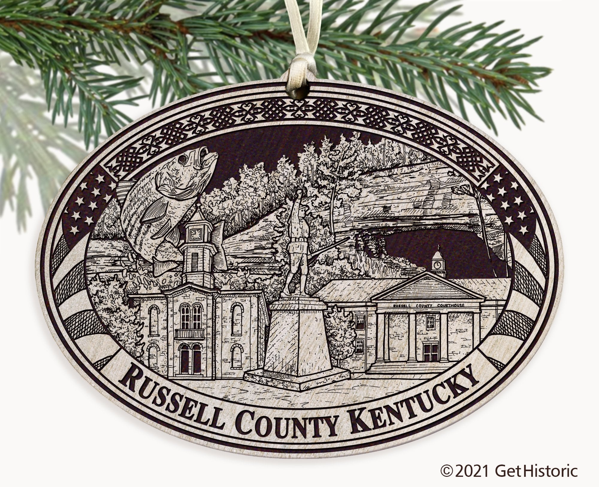 Russell County Kentucky Engraved Ornament
