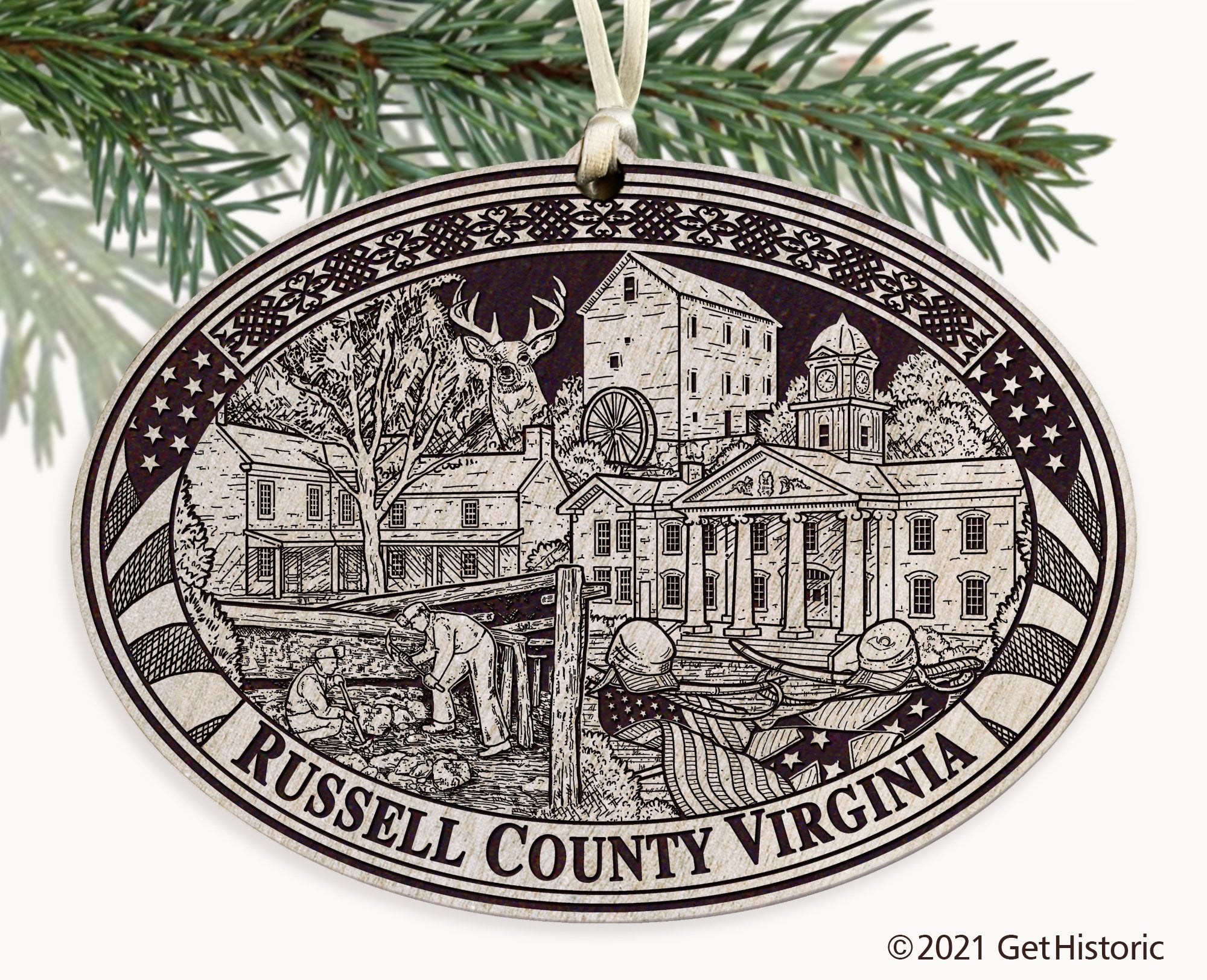 Russell County Virginia Engraved Ornament