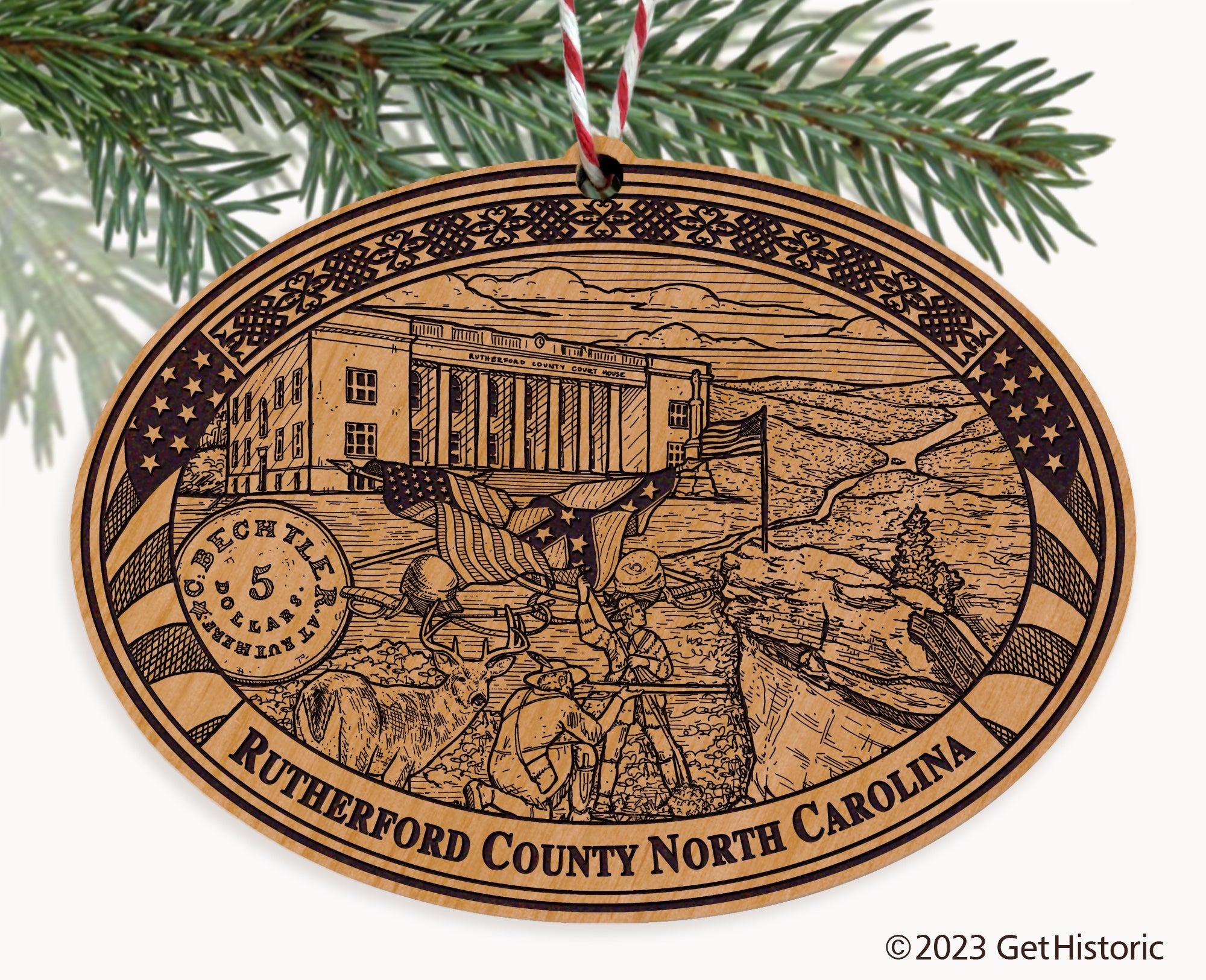 Rutherford County North Carolina Engraved Natural Ornament