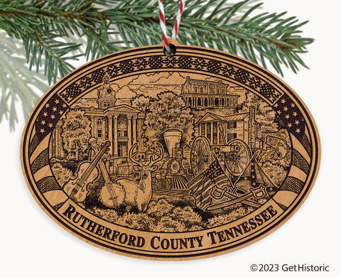 Rutherford County Tennessee Engraved Natural Ornament