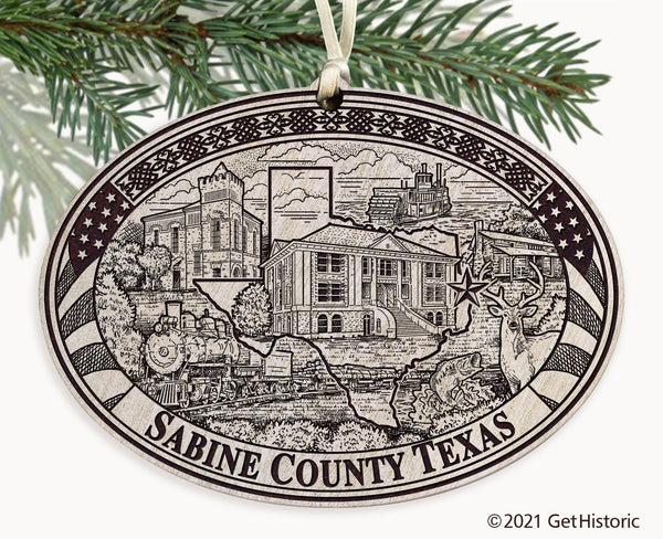 Sabine County Texas Engraved Ornament