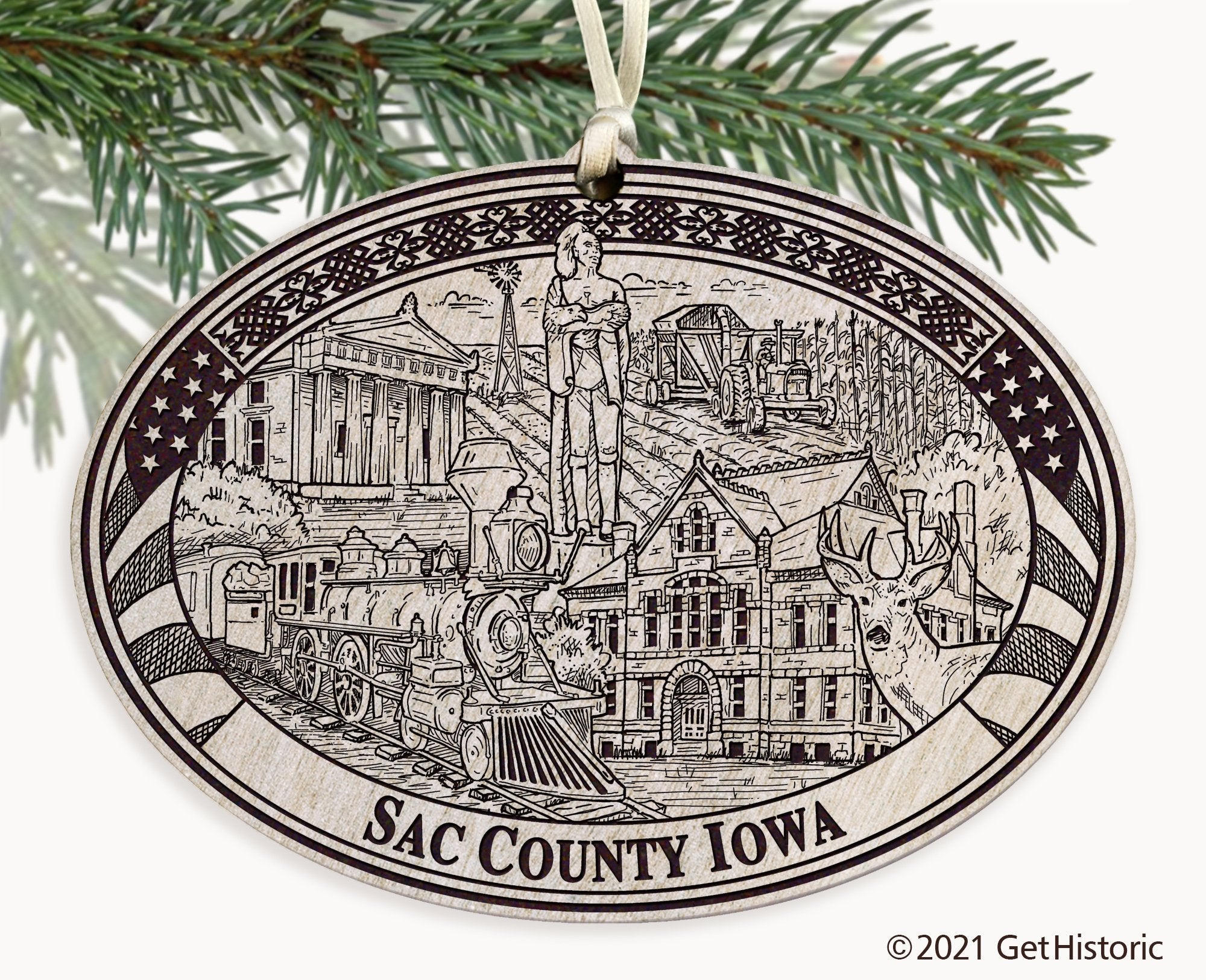 Sac County Iowa Engraved Ornament