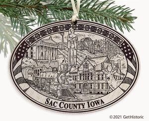 Sac County Iowa Engraved Ornament