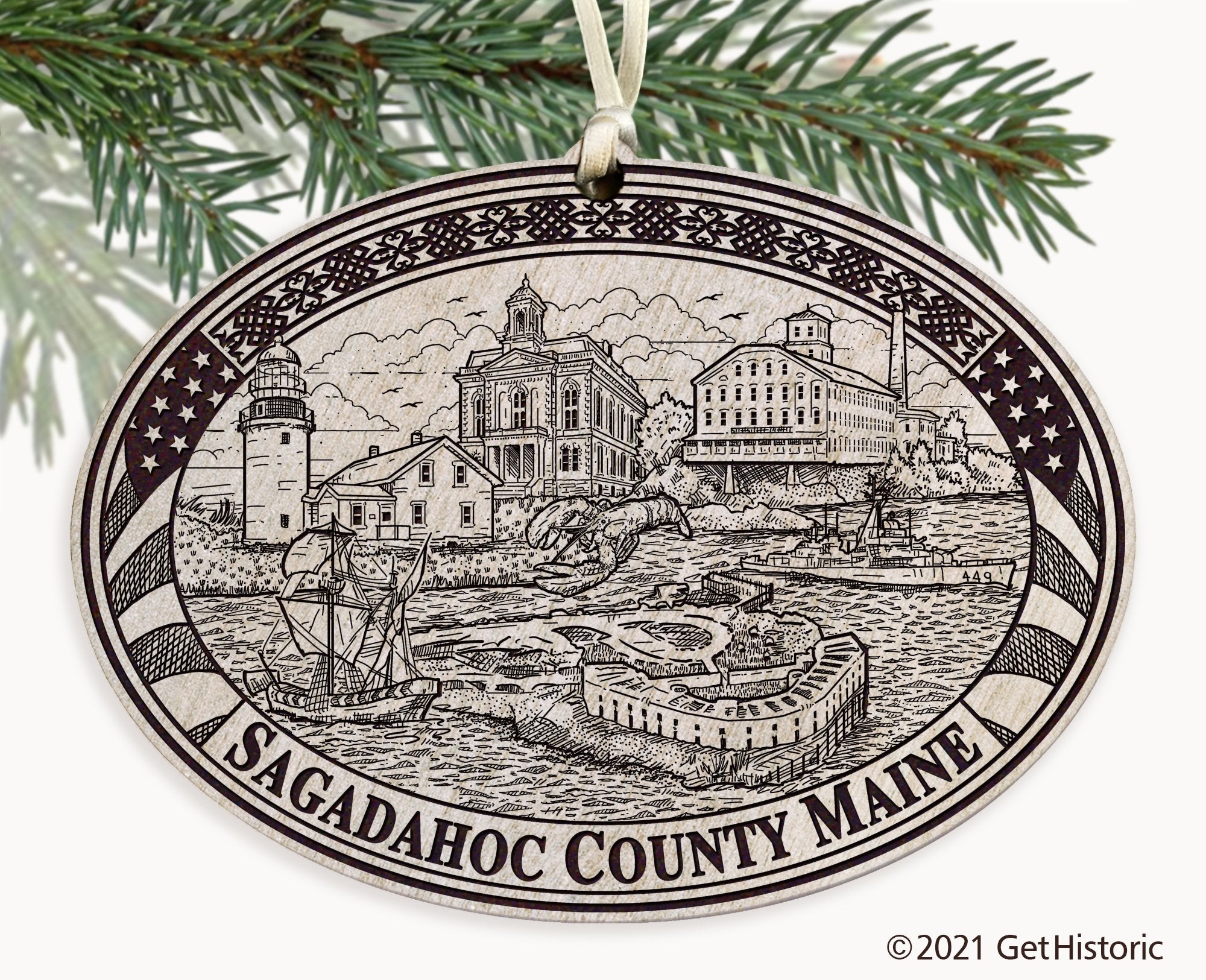 Sagadahoc County Maine Engraved Ornament